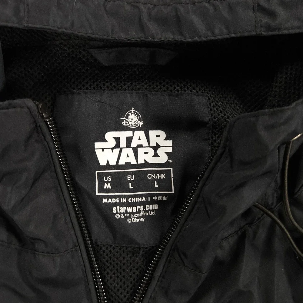 Disney Parks Star Wars Darth Vader Black Rain Zip Windbreaker Hoodie Jacket L - Picture 3 of 13
